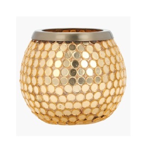 Venta al por mayor pintura personalizada soporte de metal dorado y soporte de vidrio portavelas para regalo de Navidad decoración del hogar - Product Image 4