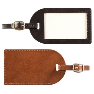 Maleta de viaje de cuero marrón, etiqueta de bolso de mano con nombre y dirección - Product Image 1