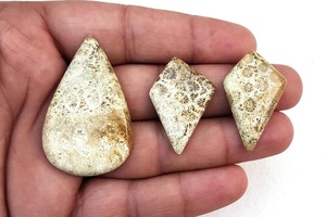 Juego de 3 piezas de alta calidad de pera y forma elegante, cabujones de jaspe oceánico Natural liso, piedras preciosas sueltas al por mayor - Product Image 3