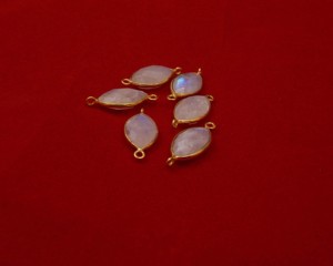 สร้อยรูปพระจันทร์สีรุ้งธรรมชาติห่วงคู่แนวตั้งเงินสเตอร์ลิง18K ชุบทองเครื่องประดับทำกรอบ - Product Image 6