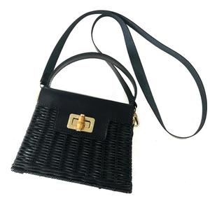 Hot Vintage <b>Black</b> Rattan Handbag From Vietnam - Product Image 1