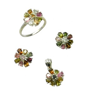 Hermoso diseño de Plata de Ley 925 turmalina conjunto de pendientes de piedras preciosas estilo Vintage última moda para mujeres niñas para compromiso - Product Image 1