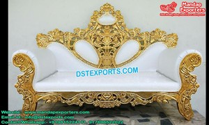 Canapé italien pour mariage, nouveau design, ensemble de meubles élégants, siège d'amour blanc doré avec chaises, 4 pièces - Product Image 3