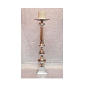 Pilier de bougie de pièce maîtresse de mariage support en aluminium brillant poli/nickelé bougeoir de sol fantaisie pour la décoration de la maison - Product Image 2