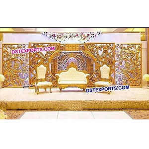 Escenario de boda victoriano/paneles de fondo tallados, paneles dorados - Product Image 1