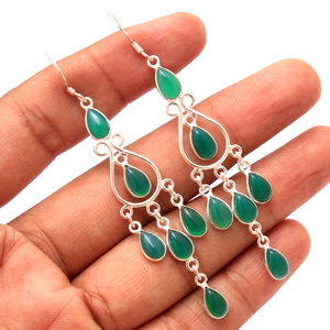 Boucles d'oreilles pendantes en argent 925 pour femme, bijoux authentiques, pierres de lune, labradorite - Product Image 3