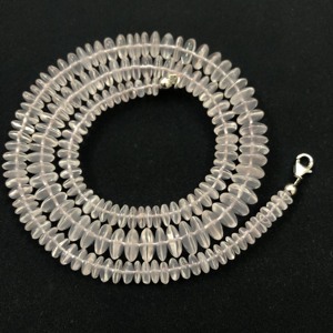 Collier de perles de pierres précieuses soucoupe lisse en quartz rose naturel de 8mm 10mm avec fermoir en argent sterling 925 - Product Image 1