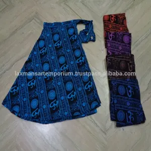 New Popular Women Fashion Cotton Om Prints Solid Colors Long Wrap Skirts Wholesale Supplier From India