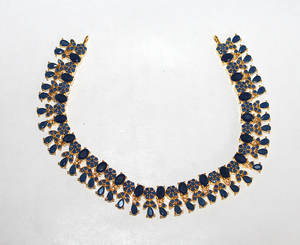 A + hermoso zafiro azul chapado en oro pendientes, colgantes y collar conjunto joyería para venta al por mayor - Product Image 3