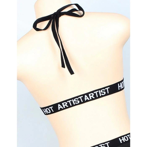 Las mujeres Halter Sexy sin mangas hueco carta medio elástico nadar playa Bikini conjunto verano None - Product Image 3