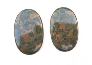 Cabujones de forma ovalada lisa de alta calidad, 2 piezas de piedras preciosas de jaspe de fruta Natural para la fabricación de joyas, piedra cortada de estilo Suelto - Product Image 2