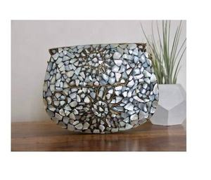 Quality Handicrafts 2022 Hot Selling Women Summer Beach Mosaic Metal Round Hand <b>Handbag</b> / Clutch Bag by LUXURY CRAFTS - Product Image 6