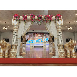 Hermosa Puerta de bienvenida de boda con estatua de elefante Puerta de bienvenida de boda real Puerta de entrada de boda india blanca - Product Image 1