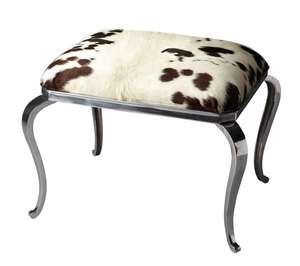 Taburete otomano de cuero con aluminio - Product Image 5