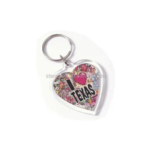 Bestselling STARWOOD #9015 39 x 39mm Heart Shape Crystal Clear Acrylic Photo Keychain promotional key holder art key fobs