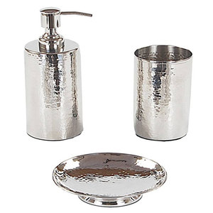 Ensemble d'accessoires de salle de bain écologiques en sept pièces pour la décoration de la salle de bain avec distributeur de savon liquide, porte-savon, porte-brosse - Product Image 1