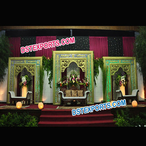 ฉากหลังงานแต่งงานสไตล์ราชวงศ์ กรอบฉากหลังงานแต่งงานมุสลิม แผงฉากหลังงานแต่งงานแบบแกะสลักด้วยไฟเบอร์ ฉากหลังงานแต่งงานแบบอินเดีย จัดงานแต่งงานในออสเตรเลีย - Product Image 1
