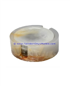 ชุดจานรองแก้วโอนิกซ์สีขาว6ชิ้นพร้อมที่วางหินแข็งแกะสลักและขัดเงาสำหรับตกแต่งบ้านและเครื่องดื่ม - Product Image 3