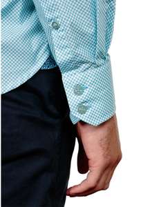 เสื้อเชิ้ตผ้าป๊อปลินแขนยาวลายจุดทรงเข้ารูปสไตล์ลำลองสำหรับใส่ทำงานช่วงฤดูร้อน ระบายอากาศได้ดี ผ้าฝ้ายแท้ 100% สำหรับผู้ชายไซส์ใหญ่ - Product Image 5