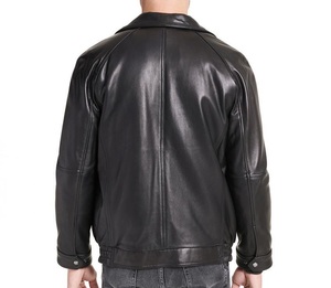 Veste de moto style motard BOMBER en cuir doublé isolant TH de marque de créateur Veste de mode classique en cuir véritable - Product Image 5
