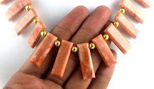 Perles de haute qualité, 1 brin, pomme naturelle, corail, jaspe, forme rectangulaire, à facettes, pour la fabrication de bijoux - Product Image 6