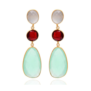 New Arrival High Quality 925 Sterling <b>Silver</b> <b>Earrings</b> Gold-Plated Natural Multi-Chalcedony Gemstone <b>Pearl</b> Jewelry for Women - Product Image 1