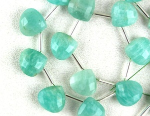 Amazonita Natural-Cuentas de Briolette para joyería, joyería con forma de corazón facetado de piedras preciosas naturales, de vendedores indios hondos - Product Image 2