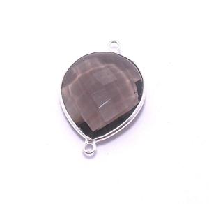 Connecteur en argent 925 plaqué argent, fait main, avec sangle simple pour pierre précieuse en quartz fumé, forme cœur 18x18mm, composants de bijoux - Product Image 4