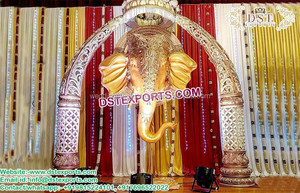 Panneau d'éléphant d'entrée du sud de l'Inde Statue de scène de mariage en fibre de verre Statue d'éléphant en fibre de verre - Product Image 6