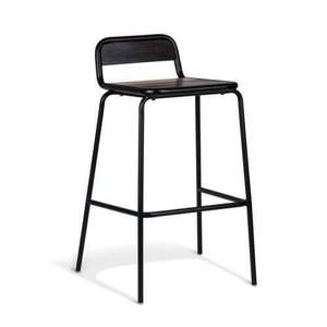 Tabouret industriel en fer et cuir de style indien - Product Image 4