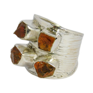 พลอยซิทรีนแท้แบบหยาบฝาปิดเครื่องประดับแหวนเงินสเตอริงแข็ง925นิรันดร์สำหรับงานแต่งงาน - Product Image 1