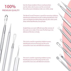 Set de 6 Herramientas para Tratamiento Facial, Extractor de Acné y Espinillas de Acero Inoxidable, Incluye Bolsa de Cuero, Venta al Por Mayor, ODM, OEM - Product Image 2