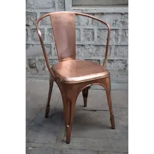 Stylish Cafe Industrial Copper Finish Iron Arm Chair