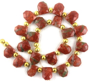 AAA Grade Natural Unakite Jasper Gemstone Faceted Hexagon Shape <b>Red</b> Briolette <b>Beads</b> Good Quality for Jewelry Making Wholesale - Product Image 4