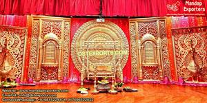 Musulmán Walima Golden Stage Setup Trendy Tradicional Look Wedding Stage Classy Wedding Conventional Stage Set Australia - Product Image 3
