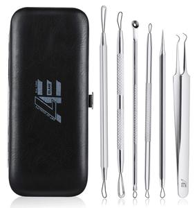 Set de 6 Herramientas para Tratamiento Facial, Extractor de Acné y Espinillas de Acero Inoxidable, Incluye Bolsa de Cuero, Venta al Por Mayor, ODM, OEM - Product Image 1