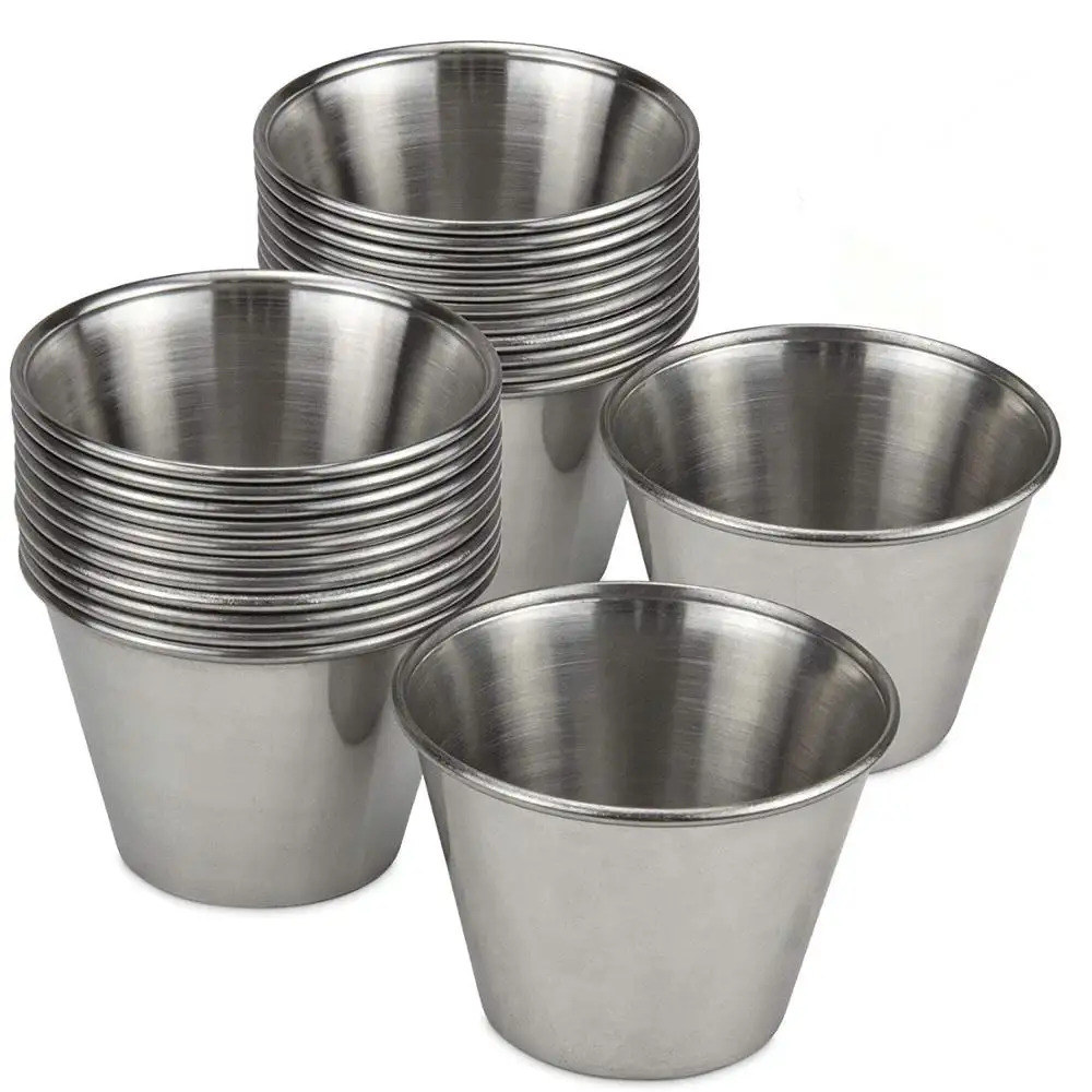 2019 Stainless Steel Cups 4オンスSauce Pots Ramekins Condiment Serving Bowls Container