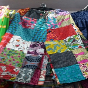Pantalon patchwork en coton pour l'été Pyjama bohème respirant Pyjama plazzo patchwork d'été - Product Image 1