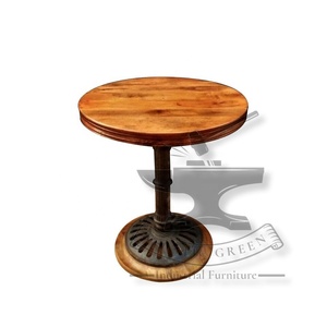 Vintage Industrial Round Top Cafe Table Durable Metal y madera Top para restaurante al aire libre o uso en hoteles - Product Image 6