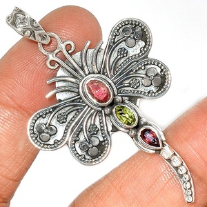 Colgante de libélula de plata esterlina 925 al por mayor con estilo bonito de varias piedras ODM OEM precio a granel de proveedor de joyería - Product Image 1