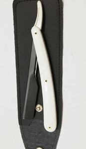 Maquinilla de afeitar recta de peluquero con logotipo personalizado, mango de plástico blanco, desechable, de una sola hoja, para uso facial y corporal, hoja de acero inoxidable - Product Image 3