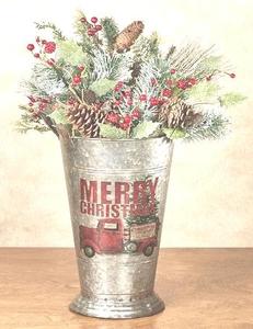 Cubo de flores decorativo para el hogar, Cubo de METAL de la mejor calidad, COLOR gris, para Navidad - Product Image 3