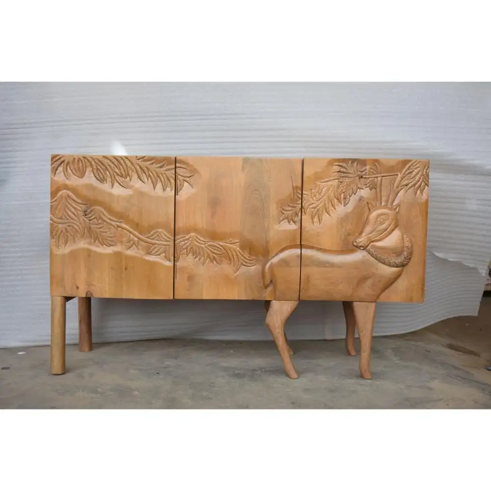 Moderno lusso vintage antico royal soggiorno in legno intagliato a mano alberi di uccelli mano terra sky bar arancione mobile credenza MAH