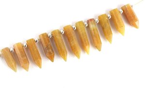 Cuentas de Briolette con forma de lápiz puntiagudo facetado de piedras preciosas de jaspe amarillo Natural de grado AAA para collar de joyería hecha a mano y abalorio - Product Image 4