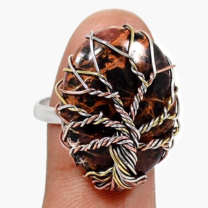 Anillo de piedras preciosas de Pilbara Natural de diseño único, anillo de plata de ley sólida 925, joyería fina para mujer, anillo de cristal curativo marrón - Product Image 1