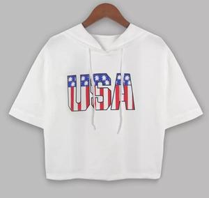 เสื้อยืดคอกลมสวมหัวสำหรับผู้หญิงเสื้อยืดกีฬาลำลองแห้งเร็วผ้าถักลาย3D แขนสั้นมีฮู้ดเป็นมิตรกับสิ่งแวดล้อม - Product Image 4