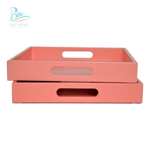 Nouveau plateau de service en laque rose du Vietnam - Product Image 2