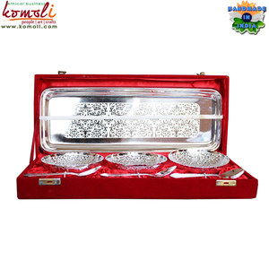 Juego de cuencos para servir de Latón chapado en plata de 7 piezas, venta al por mayor india, regalos de Diwali, recuerdos de boda, decoración decorativa tradicional para el hogar - Product Image 4