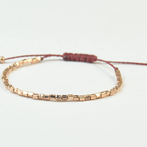 Rose Gold Silver <b>Adjustable</b> <b>Bracelet</b>.Silver Rose Thread <b>Bracelet</b> - Product Image 1