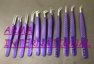 แหนบต่อขนตาสแตนเลสเคลือบสีฟ้าแบบแยกแหลมแบบตรงโลโก้ตามสั่ง - Product Image 5